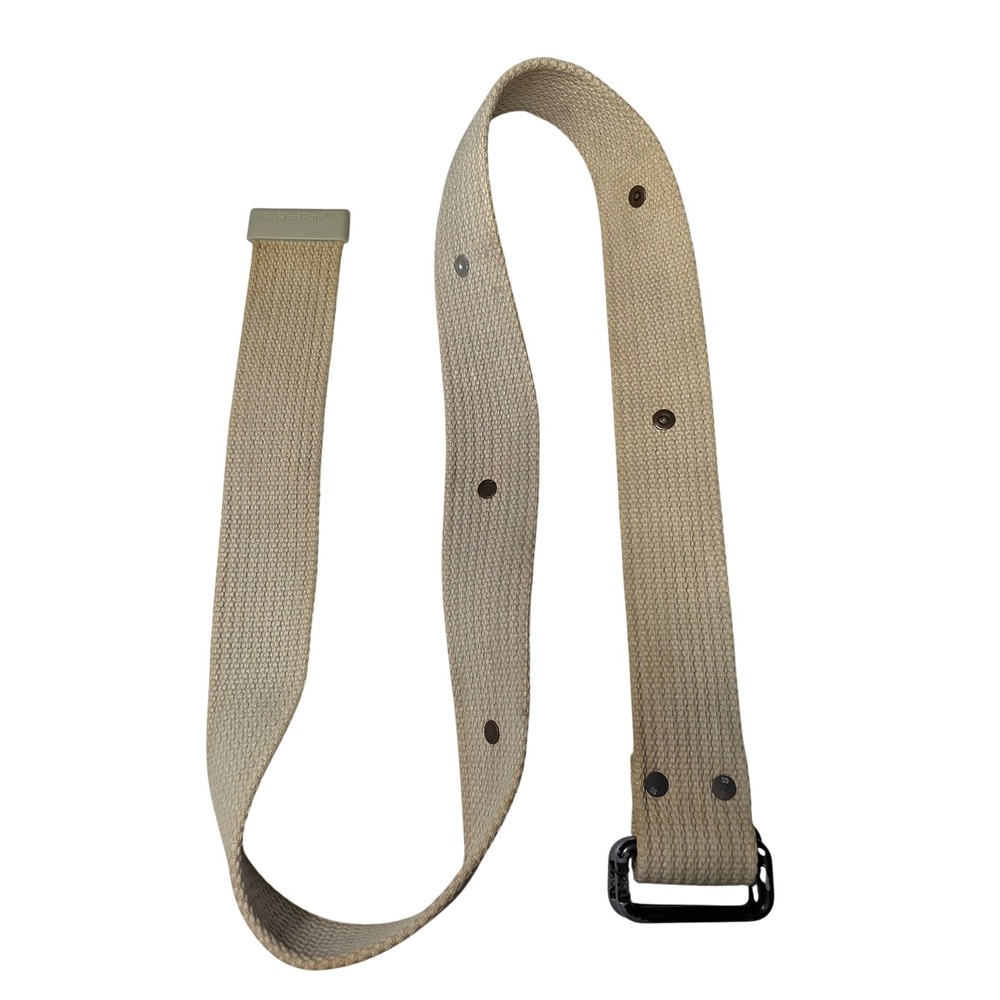 G-Star Raw Men Canvas Web Belt Tan Khaki Double D-Ring Utility Workwear 46 Inch